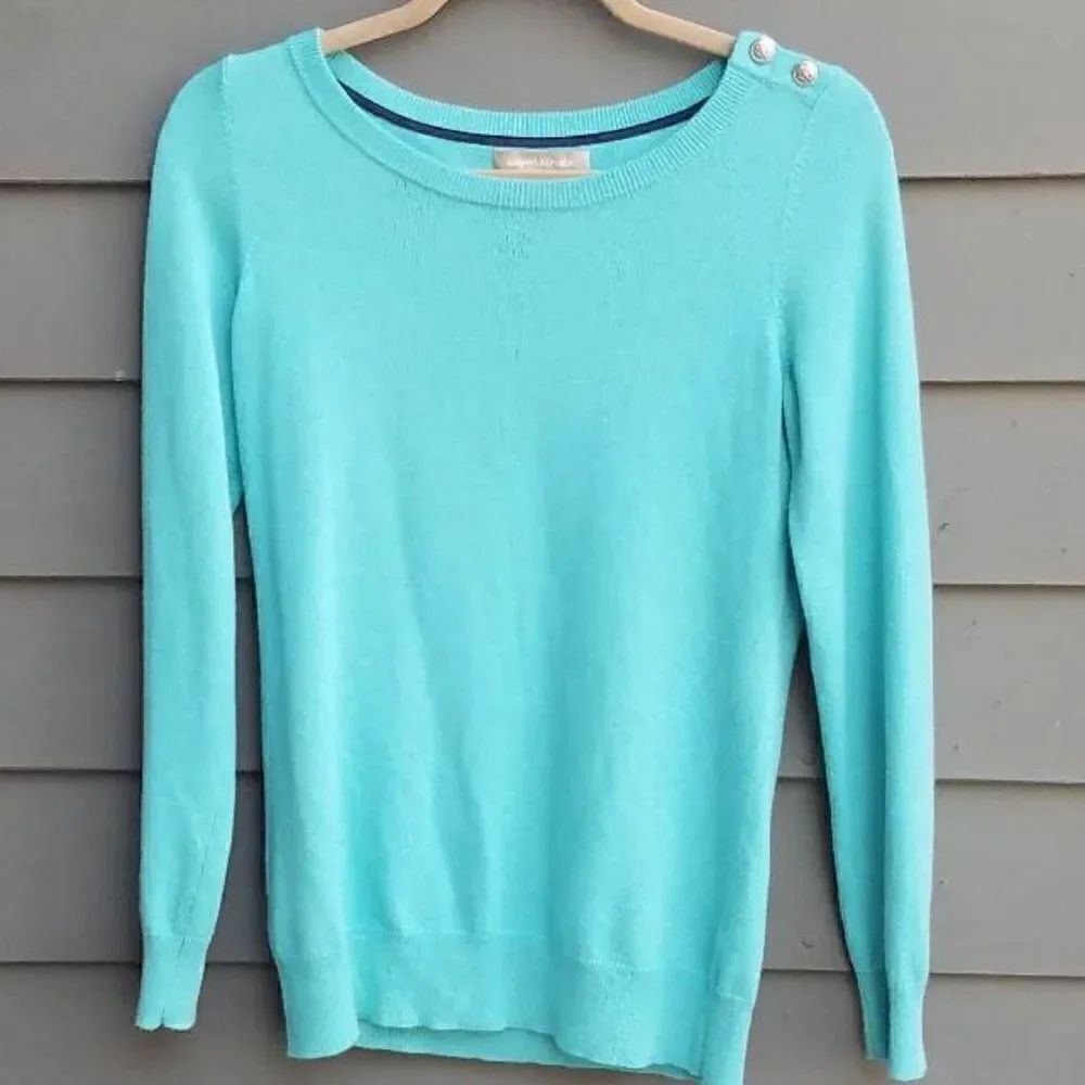Turquoise Merino Wool Blend Banana Republic Crew Neck Sweater Size Small